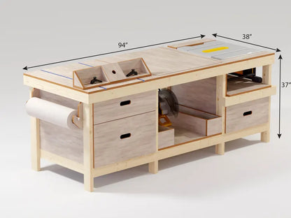 Table Saw, Miter, Router Workbench Plan for Ultimate Usability